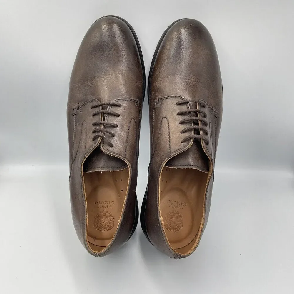 Vince Camuto Men SIZE 11.5 M Brown Buffalo Leather Oxford Dress Shoe VC Cadio